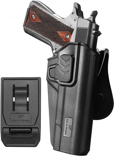 Miniatura 9 de Funda 1911 para Colt/Kimber/Springfield de 5'' sin riel, OWB Paddle/Molle/Clip Carry, opciones de liberación con el dedo índice y el pulgar, Molle &