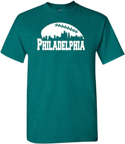 Xtreme Apparrel City Skyline - Camiseta de hombre para los aficionados al fútbol americano Philadelphia - Camisa de medianoche