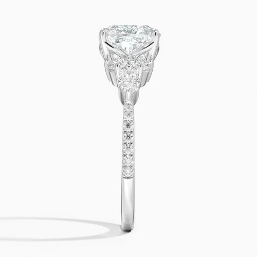 Miniatura 2 de IGI Anillo de compromiso de diamante creado en laboratorio de 3.56 quilates con cuatro puntas de excelente talla, con marquesa lateral y diamantes