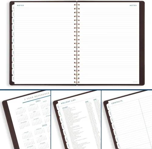 Miniatura 8 de AT-A-GLANCE - Agenda académica 2025-2026, semanal y mensual, 8-1/2" x 11", grande, pestañas mensuales, cubierta flexible, colección Signature, Marrón