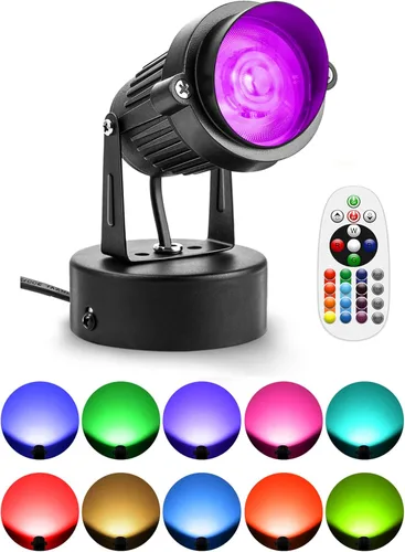 ZUCKEO Focos LED de 10W para Interiores RGBW que Cambian de Color Iluminación Ascendente para Interiores con Control Remoto, Foco Navideño de 120V