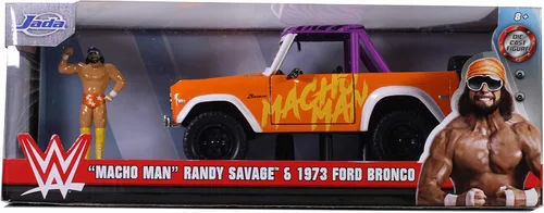 Miniatura 8 de Jada Toys WWE 1:24 1973 Ford Bronco - Coche fundido a presión con figura de Macho Man Randy Savage de 2.75 pulgadas, juguetes para niños y adultos