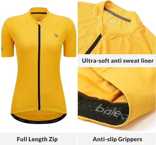 Miniatura 4 de BALEAF Camiseta de ciclismo de manga corta para mujer, camiseta de ciclismo de carretera, 4 bolsillos traseros UPF50+