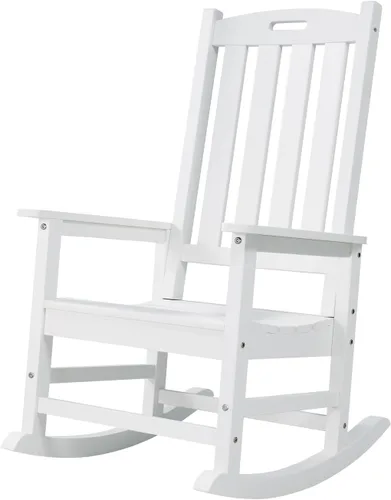Miniatura 16 de Psilvam Mecedora de gran tamaño para exteriores, con asiento de 21 pulgadas de ancho y respaldo de 32 pulgadas de alto, premontada con la mayoría