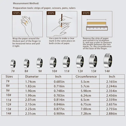 Miniatura 7 de Anillo inteligente de seguimiento de salud, anillo de seguimiento de fitness para mujeres y hombres, monitoreo del podómetro, SpO2, calidad