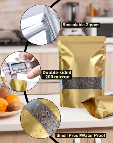 Miniatura 4 de Paquete de 100 bolsas a prueba de olores, bolsas resellables de 6.3 x 9.4 pulgadas con ventana mate, bolsa de papel de aluminio, bolsas sellables