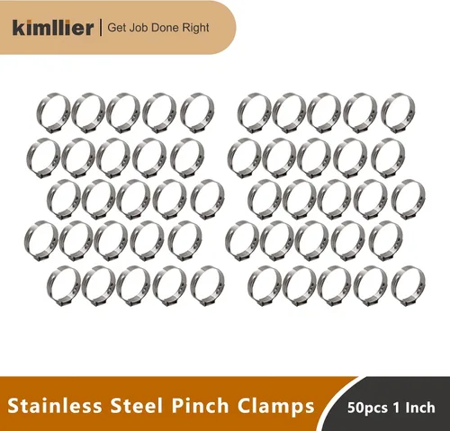 Miniatura 2 de kimllier 50 abrazaderas de manguera de 25.4 a 1.122 in, accesorios de acero inoxidable, abrazaderas de apriete para conexiones de manguera de tubo