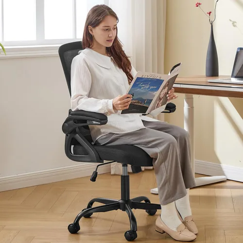 Miniatura 2 de Silla de oficina ergonómica, silla de escritorio con soporte lumbar ajustable, sillas de computadora cómodas de malla transpirable con reposabrazos