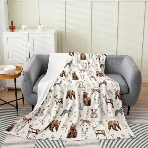 Miniatura 39 de Manta de forro polar de ciervo bohemio, tamaño individual, manta temática de caza de vida silvestre, decoración de cabaña, manta mullida para sofá