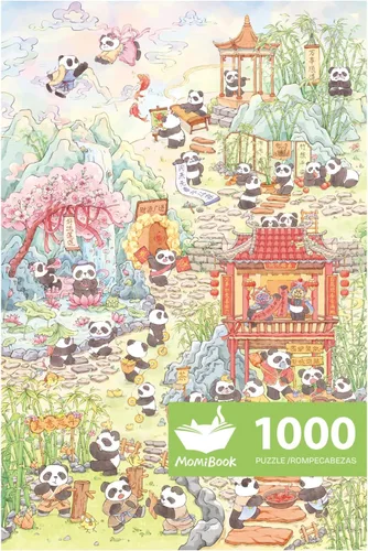 Miniatura 20 de Rompecabezas MOMIBOOK para Adultos 1000 Piezas Rompecabezas de Panda de Chengdu Guía, Imagen de Pintura Difícil Desafiante Duro Imposible