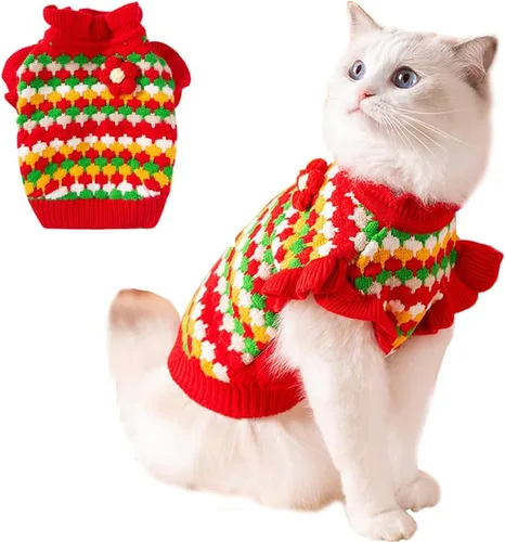 Miniatura 9 de Suéter Arcoíris para Cachorro de Perro Pequeño Pullover Sudadera de Punto Cable Ropa de Punto para Gato Ropa Cálida para Mascotas para Gatito