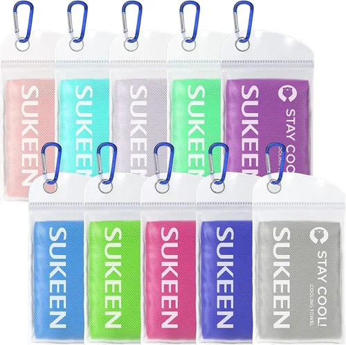Sukeen Paquete de 10 toallas refrescantes (40 x 12 pulgadas) para sudor, envolturas refrescantes para el cuello, toallas de hielo suaves y Rosa