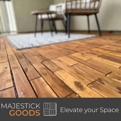 Miniatura 2 de Majestick Goods Azulejos entrelazados de madera de acacia para terraza. Fácil instalación para suelos de patio y pasarelas con drenaje de base