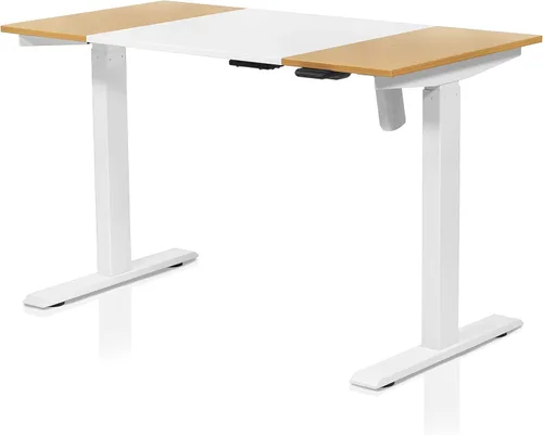Furniture of America Grant - Escritorio minimalista de metal ajustable de 48 pulgadas para oficina en casa, color blanco y arce