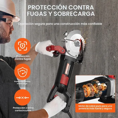 Miniatura 5 de VEVOR Wall Chaser, máquina ranuradora de 4800 W con guía láser de 6500 rpm, profundidad máxima de ranura y ancho de 1.6 x 1.65 pulgadas, máquina