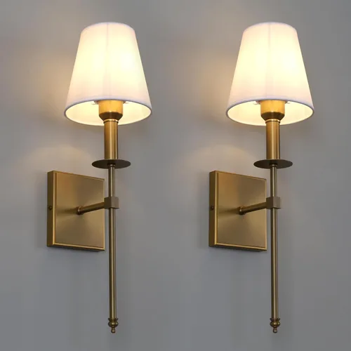 Miniatura 9 de Yosoan Juego de 2 apliques de pared retro para interiores, estilo bohemio, latón industrial, antiguo, cableado antiguo, bronce champán, pantalla