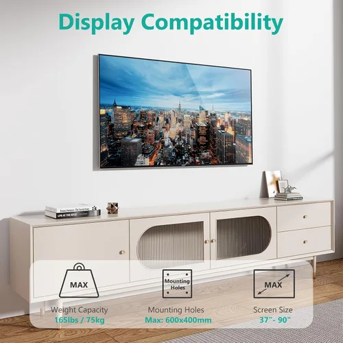 Miniatura 2 de WALI - Soporte de pared para TV de perfil bajo para televisores planos curvos de 37 a 90 pulgadas hasta 165 lbs, montaje de pared de perfil bajo