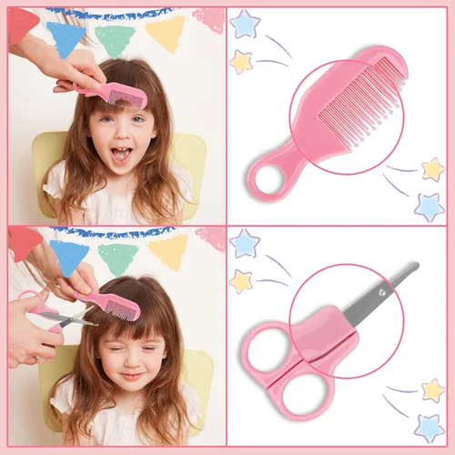 Miniatura 6 de Kit de aseo para bebés, juego de cuidado de seguridad infantil con cepillo para el cabello, peine cortaúñas, aspirador nasal, kit esencial