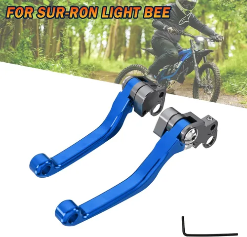 Miniatura 8 de 2 palancas de embrague azul, para moto de cross eléctrica de aluminio izquierda y derecha, ajustable, plegable, freno de mano, repuesto para Sur Ron
