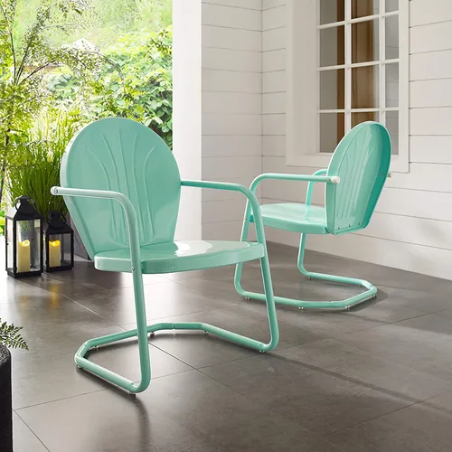 Miniatura 15 de Crosley Furniture CO1001A-AQ Griffith - Silla retro de exterior, de metal