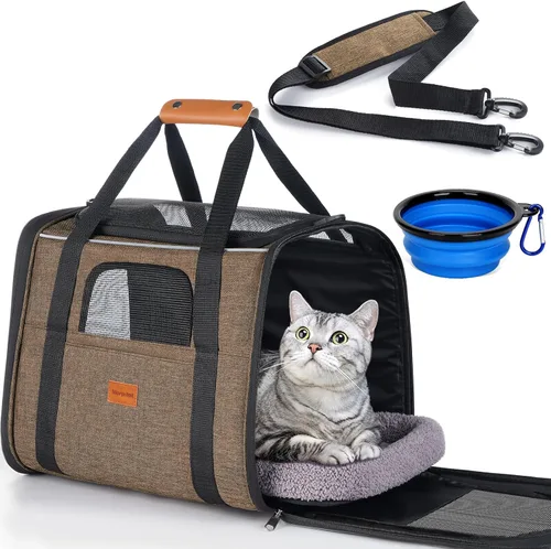 Miniatura 11 de morpilot - Bolsa de transporte para mascotas, portátil, de tela plegable, para perros o gatos, jaula para mascotas con zíperes de seguridad