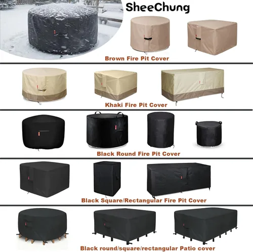 Miniatura 9 de SheeChung Cubierta cuadrada para hoguera de 30 pulgadas de largo x 30 pulgadas de ancho x 24 pulgadas de alto, resistente al agua 600D, cubierta