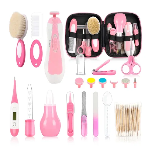 Miniatura 8 de Kit de aseo para bebés, juego de cuidado de seguridad infantil con cepillo para el cabello, peine cortaúñas, aspirador nasal, kit esencial