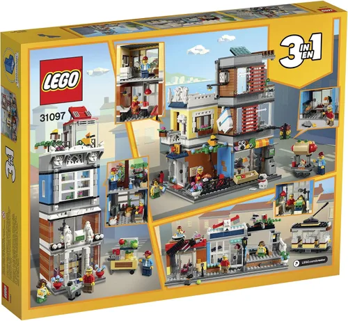 Miniatura 5 de LEGO Creator 3 en 1 Tienda de Juguetes de Casa Urbana con Tienda de Mascotas y Café 31097 Set de Construcción de Tienda con Banco, Set de Juego