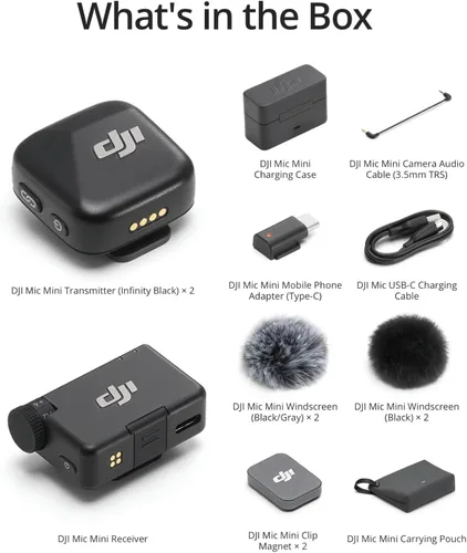 Miniatura 6 de DJI Mic Mini (2 TX + 1 RX + estuche de carga), micrófono inalámbrico Lavalier para iPhone/cámara/Android, ultraligero, audio rico en detalles, uso