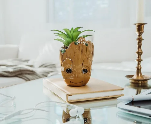 Miniatura 8 de Marvel Studios I Am Groot - Mini maceta de cerámica de 3 pulgadas con suculentas artificiales, maceta pequeña, plantas de interior de imitación