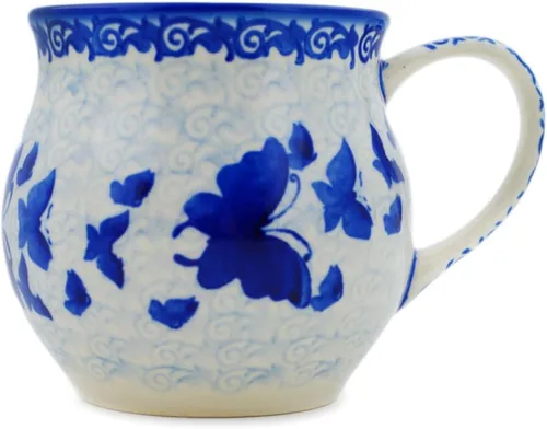 Miniatura 20 de Auténtica taza de burbujas de cerámica polaca de 13 onzas en diseño amarillo hecho a mano en Bolesławiec Polonia por Ceramika Bona + certificado