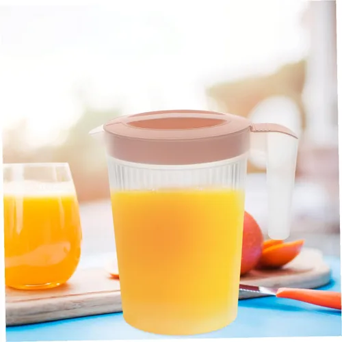 Miniatura 4 de HEMOTON Jarra de plástico de gran capacidad, almacenamiento de bebidas de leche, agua, fácil de limpiar, mango portátil, diseño a rayas