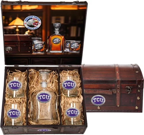 Miniatura 49 de Heritage Pewter Alabama Capitol - Juego de baúl Recipiente de líquido de 24 onzas con 4 vasos de agua Vidrio de peltre elaborado por expertos