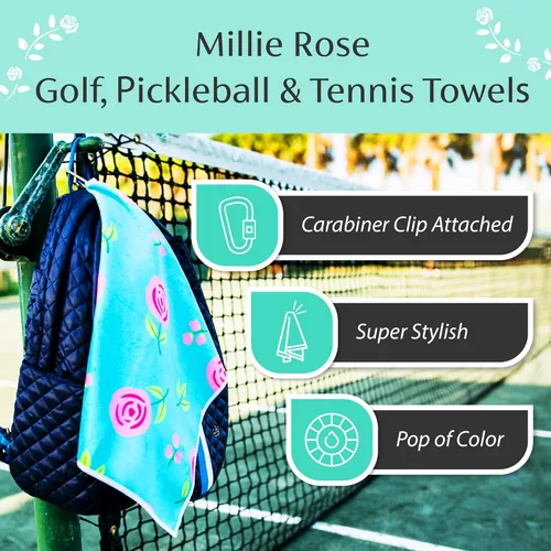 Miniatura 5 de Millie Rose - Toallas de pickleball con estampados de moda, bonitas toallas atléticas de microfibra y algodón de 15 x 17 pulgadas con clip de Arco