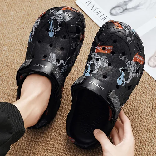 Miniatura 2 de SECHRITE Zuecos para hombre deportivos al aire libre, antideslizantes, con amortiguación, para playa, sandalias de casa con correa trasera ajustable