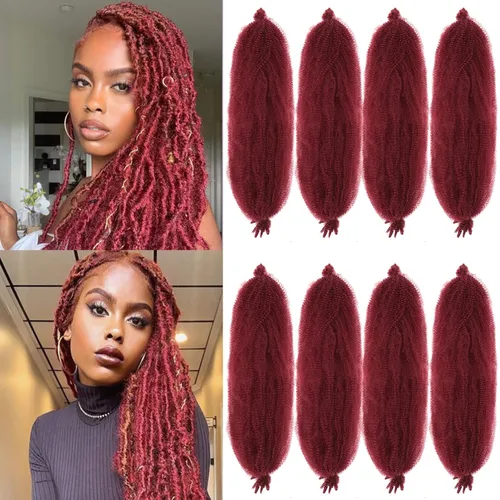 Miniatura 18 de Cabello Rizado Afro Elástico 8 Paquetes Cabello Trenzado Marley Twist Cabello Spring Twist Pre-Separado para Locs Falsos Cabello de Ganchillo Kinky