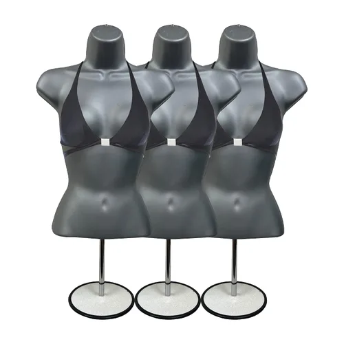 Miniatura 35 de DisplayTown - Maniquí femenino con torso y soporte de metal, parte trasera hueca, cuerpo apilable, forma para exhibir camisetas, mostrador