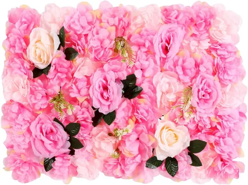 12 paneles de pared de flores color rosa oscuro, flores artificiales, decoración de pared de hortensias falsas, decoración de fondo floral