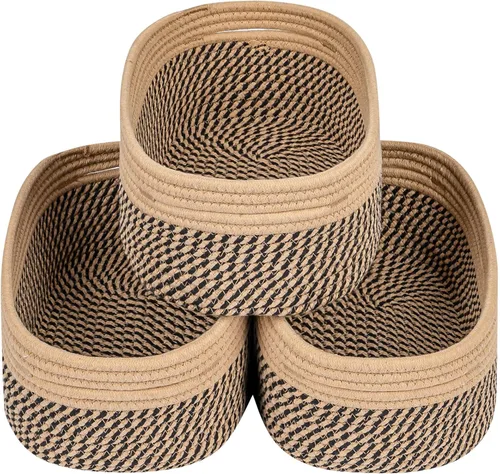 Miniatura 34 de CubesLand Cesta rectangular de organización/almacenamiento, cestas tejidas de cuerda de algodón natural para organizar, cesta pequeña para niños