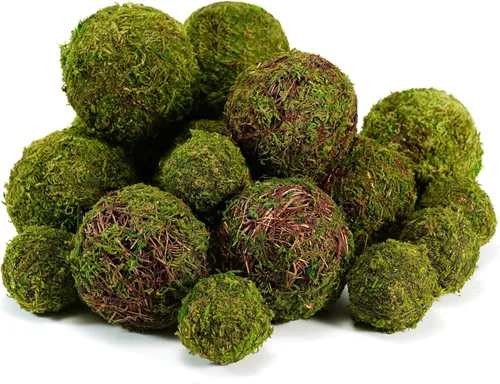 Miniatura 11 de Juego de bolas de musgo decorativas, bolas de musgo falsas para rellenos de cuencos, decoración de centro de mesa, decoración del hogar, relleno