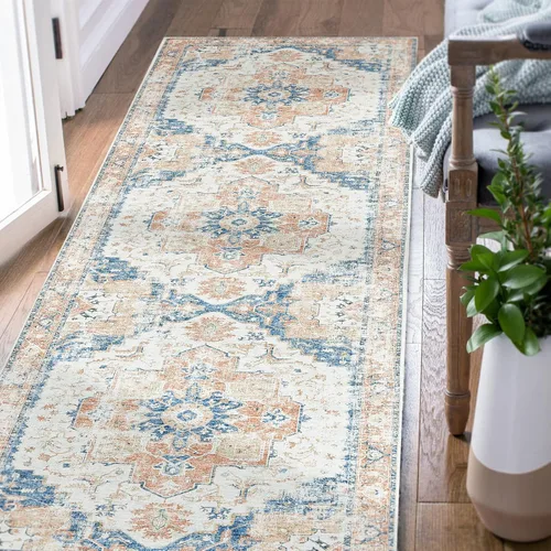 Miniatura 105 de jinchan Alfombra de Área 2x3 pies Alfombra Vintage de Entrada Lavable Bohemia Tapete Interior para Puerta Medallón Floral Tapete Pequeño para Puerta