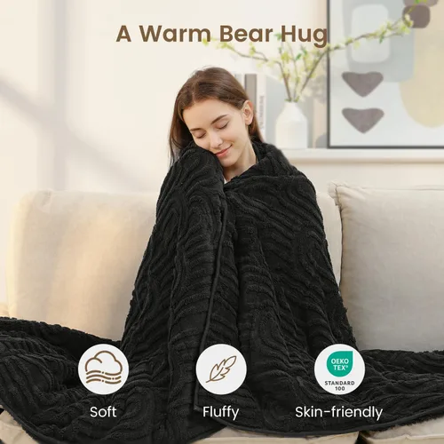 Miniatura 4 de Manta con Peso de Vellón Sherpa para Adultos Excelente para Dormir, 15 libras de Doble Cara Suave y Difusa Mantas Pesadas para Sofá Cama Sofá