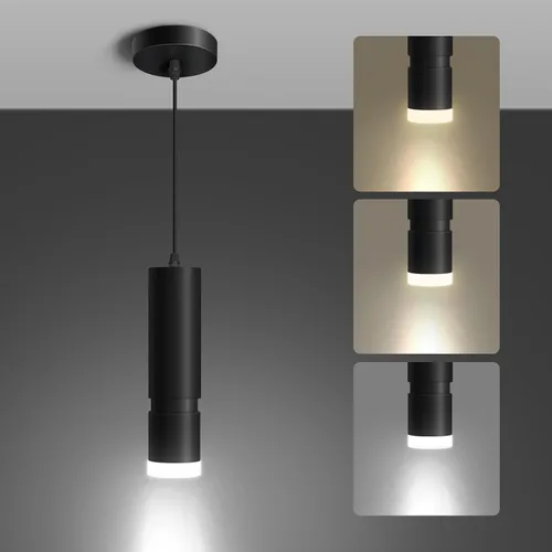 OKELI Luz Colgante, Luminaria de Luces Colgantes Negras Modernas, Iluminación Colgante LED Única de 3-CCT para Isla de Cocina, 20W,