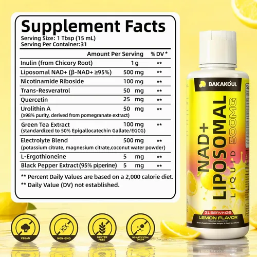 Miniatura 4 de Suplemento líquido liposomal NAD+ - Diseñado para ayudar a apoyar la absorción - absorción celular mejorada, ayuda a apoyar la salud celular normal