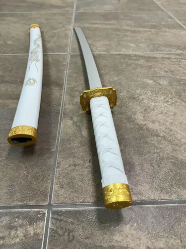 Miniatura 3 de Espada tradicional japonesa de espuma samurái Katana impresa dragón dorado en vaina