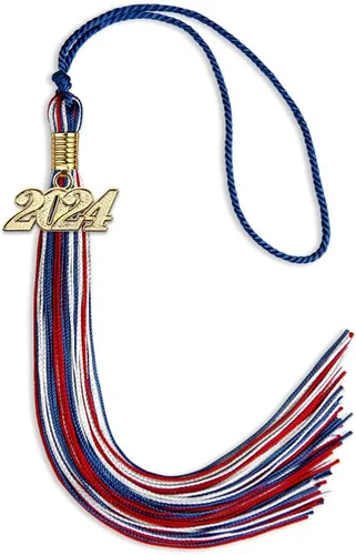 Miniatura 151 de Endea Graduation Borla mixta de triple color con gota de fecha dorada (negro/dorado/blanco, 2021)