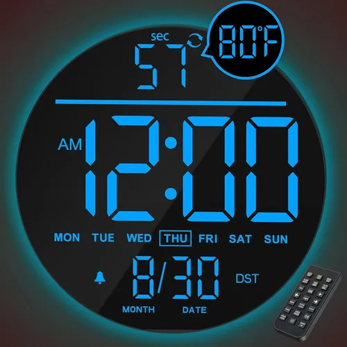 Miniatura 12 de JALL Reloj de pared digital grande de 8 pulgadas con pantalla LED, reloj de pared con temperatura, DST automático, temporizador de cuenta regresiva
