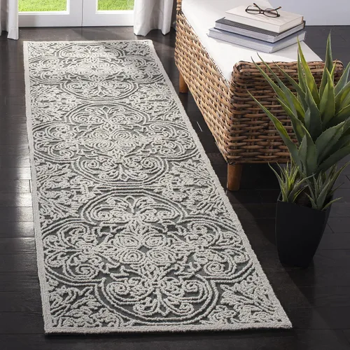 Miniatura 28 de SAFAVIEH Trace Collection - Alfombra decorativa de 2 x 3 pies, color marfil, lana hecha a mano, ideal para zonas de alto tráfico en entrada, sala