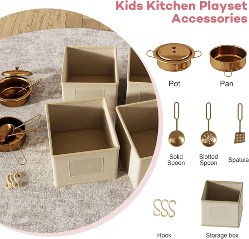 Miniatura 6 de knoworld Cocina de Juguete para Niños, Juego de Cocina de Madera con Almacenamiento Inteligente y Accesorios, Juego de Cocina para Niños Pequeños