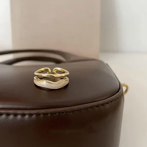 Juego de anillos para mujer, diseño de doble esmalte de metal, anillos abiertos, joyería de moda, accesorios de fiesta para mujeres y niñas góticas,